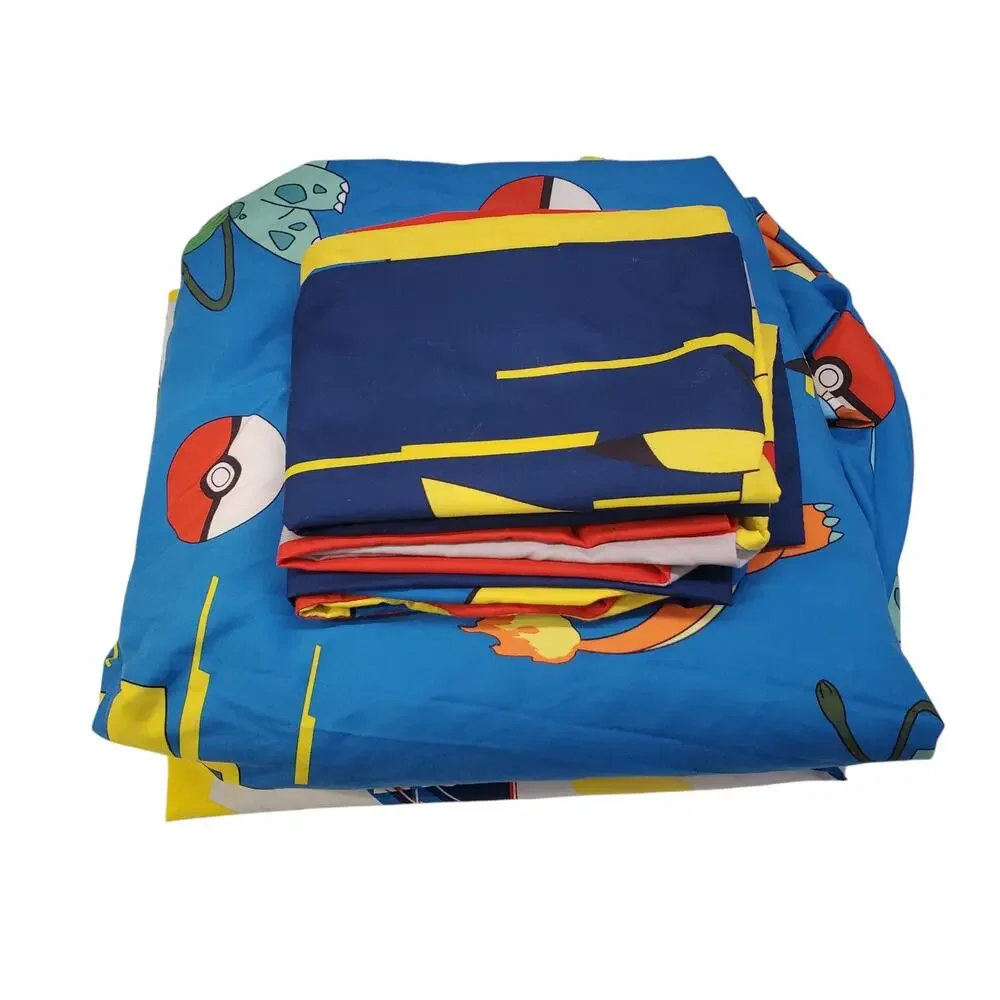 Nintendo POKEMON Full Sheet Set Bedding Pikachu Fitted Flat 2 Pillowcases